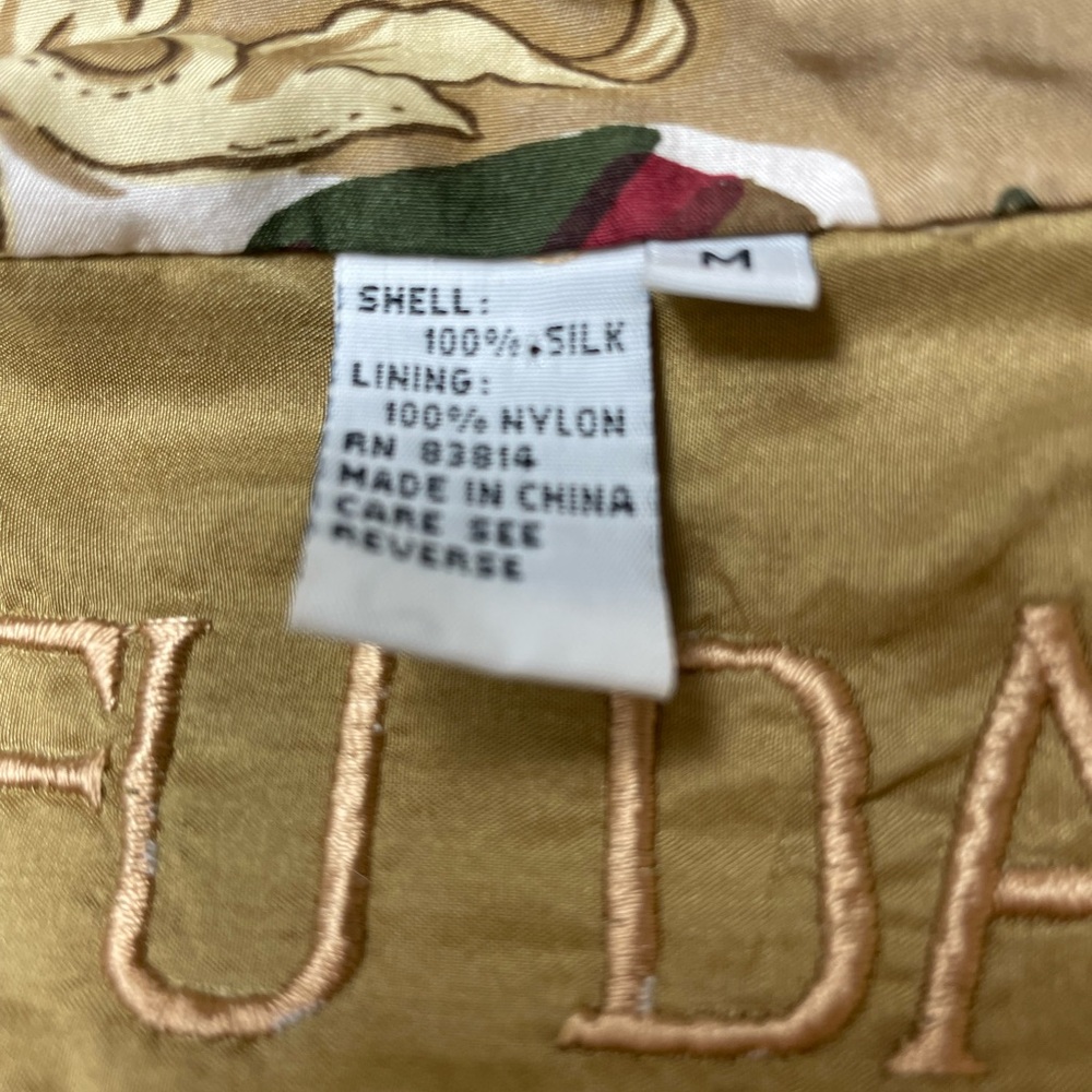 Fuda Vintage Elegant Women's Silk Patterned Bomber Jacket, Size M - Picture 6 of 8